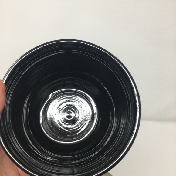 Hand Thrown Earthenware Ceramic Red Black Rimmed Bowl Cachepot Vase Planter - Picture 9 of 16